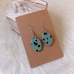 Blue and Black Speckled Oval Earrings
